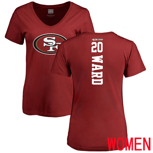 San Francisco 49ers Red Women Jimmie Ward Backer #20 NFL T Shirt